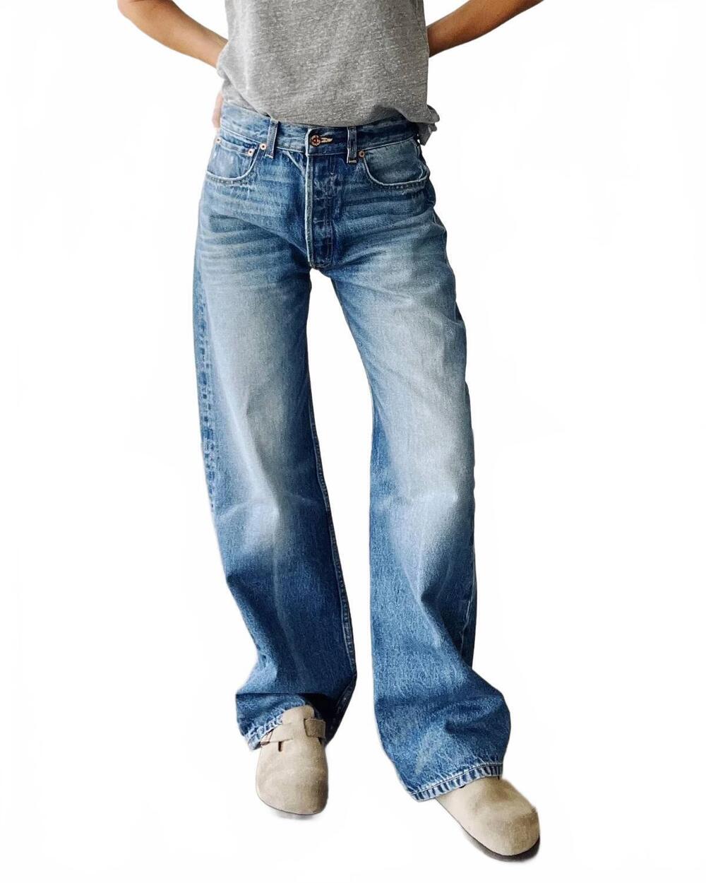 NEW HEY GANG wide slouch mid rise jeans in earle wash